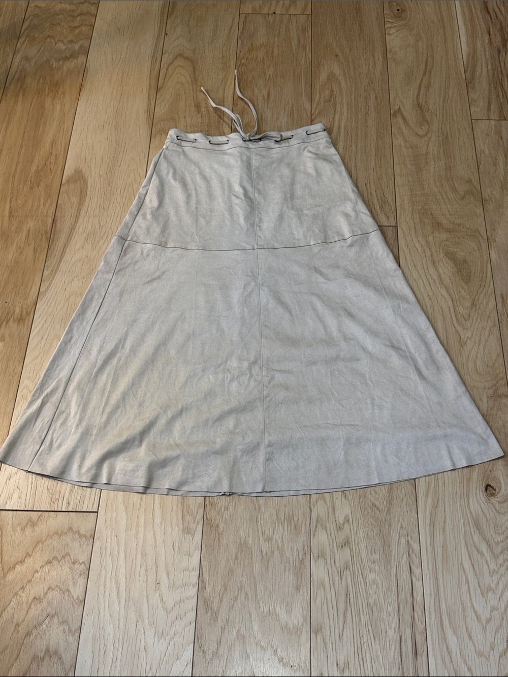 A-Line Midi Skirt in Light Cream with Drawstring Waist NWOT